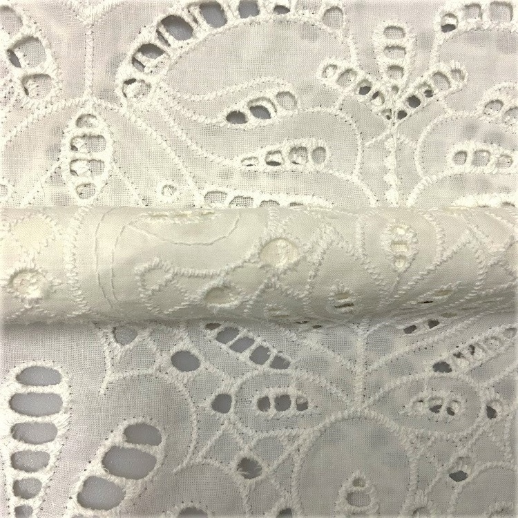 New design white cotton floral lace eyelet embroidery guipure lace fabric 100% cotton for boho dress