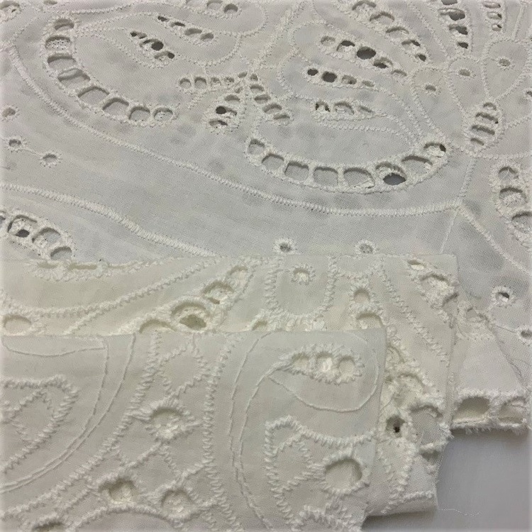 New design white cotton floral lace eyelet embroidery guipure lace fabric 100% cotton for boho dress