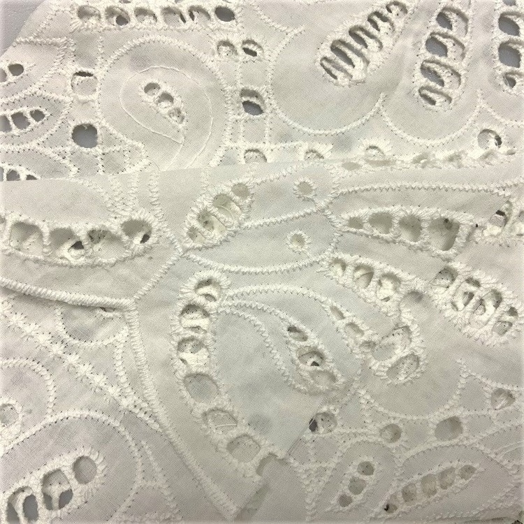 New design white cotton floral lace eyelet embroidery guipure lace fabric 100% cotton for boho dress