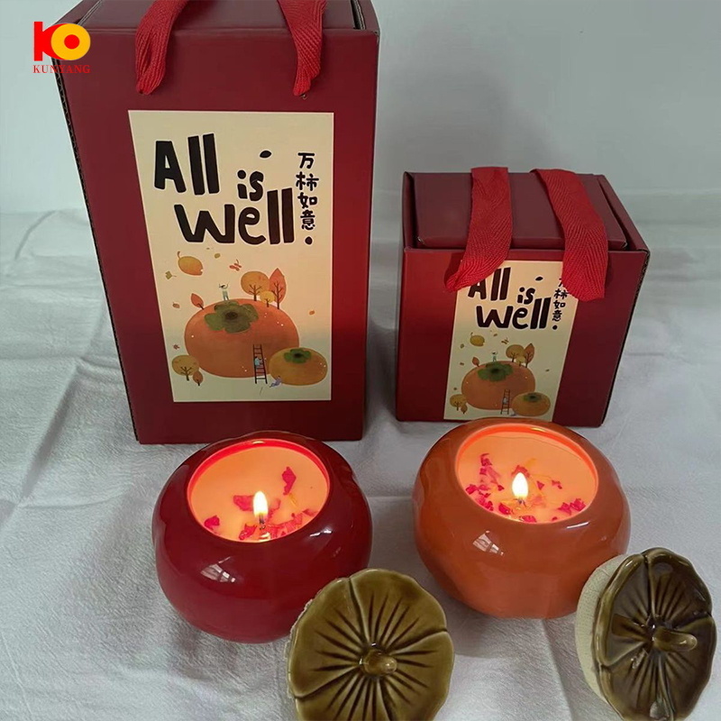 Wedding Gifts Vintage Candle Pumpkin Ceramic luxury custom Candle Jars wholesale for candle making with Lids and gift box