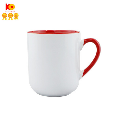 Sublimation blank coffee milk cup two tone inner color ceramic color handle glazed sublimation mugs