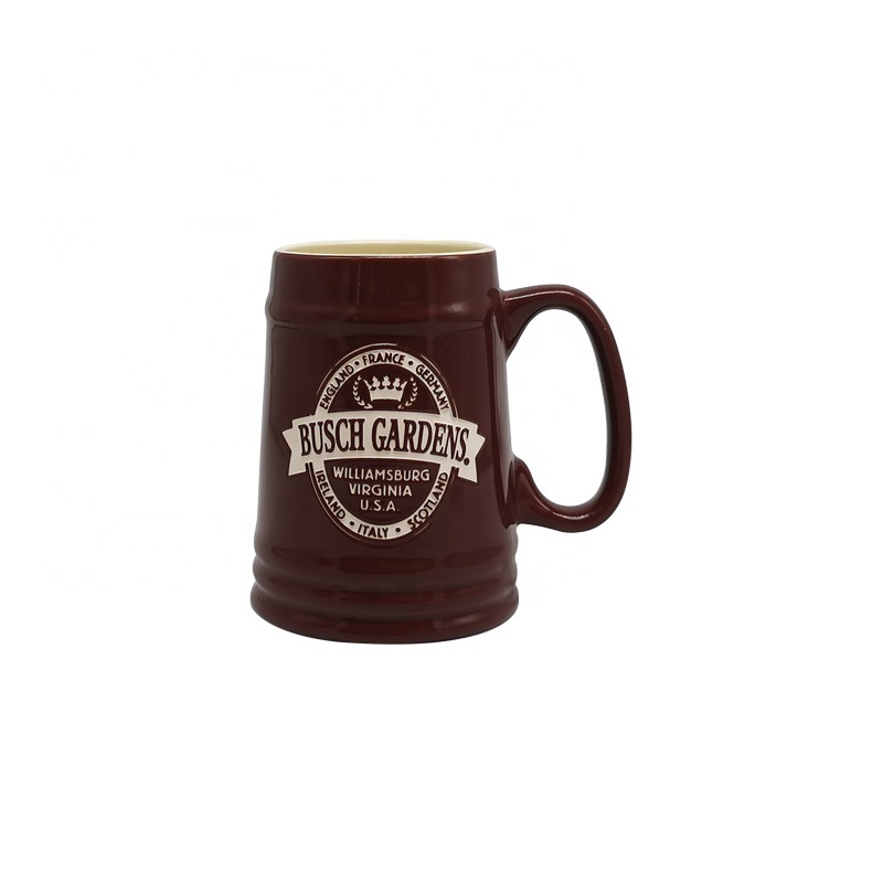 Customised logo 23 oz large glazed ceramic beer mug wine mug German Beer Stein