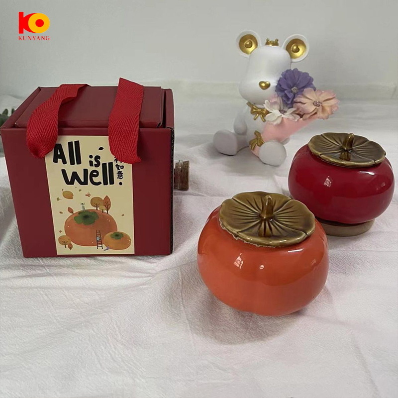 Wedding Gifts Vintage Candle Pumpkin Ceramic luxury custom Candle Jars wholesale for candle making with Lids and gift box