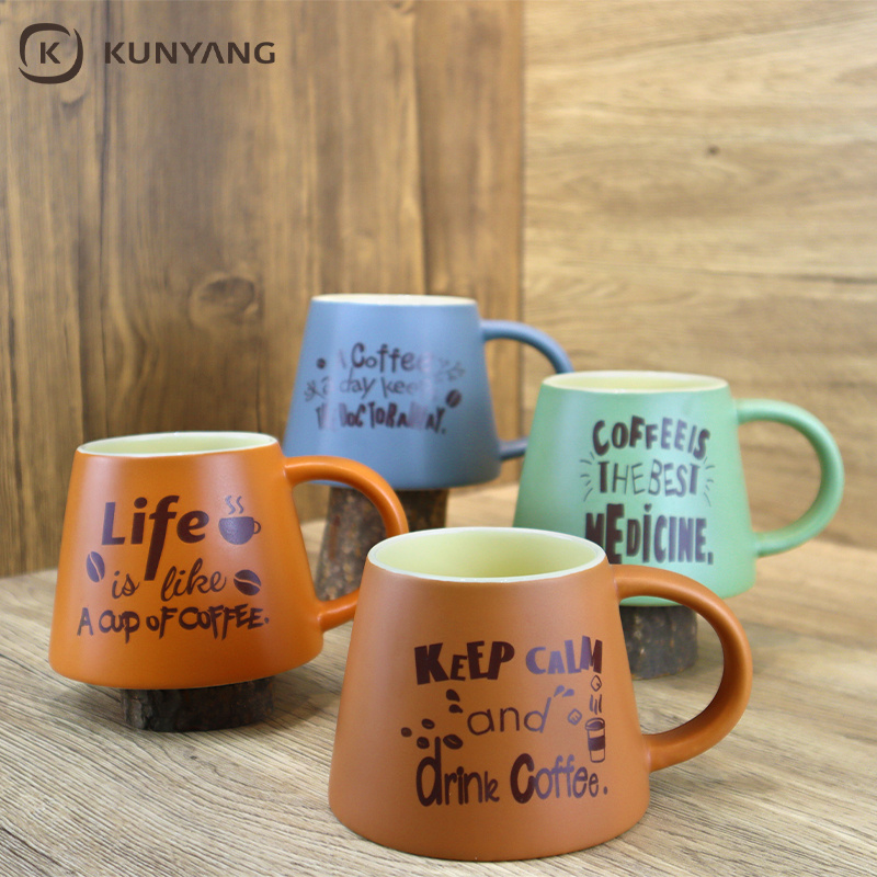 kunyang factory wholesale nordic mug ceramic 400ml new coffee ceramic mugs coffee mugs custom logo printed