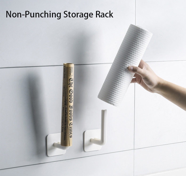 Household Nail-Free Hooks No Trace Sticker Bathroom Plastic Hooks, Creative Kitchen Wall Hanging Storage Rack