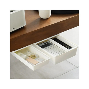 Self-adhesive Under The Desk Drawer Powerful Desktop Office Storage Box Plastic Hidden Office Drawer