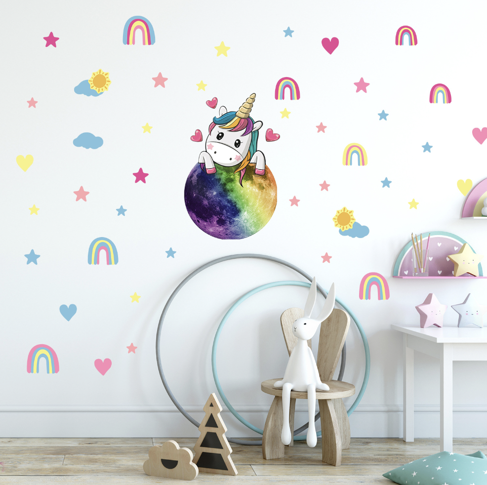 Tiny Cute Luminous Wall Stickers Unicorn Animal Universe Star Glow in the Dark Wall Decals for Kids Room Baby Nursery Home Decor