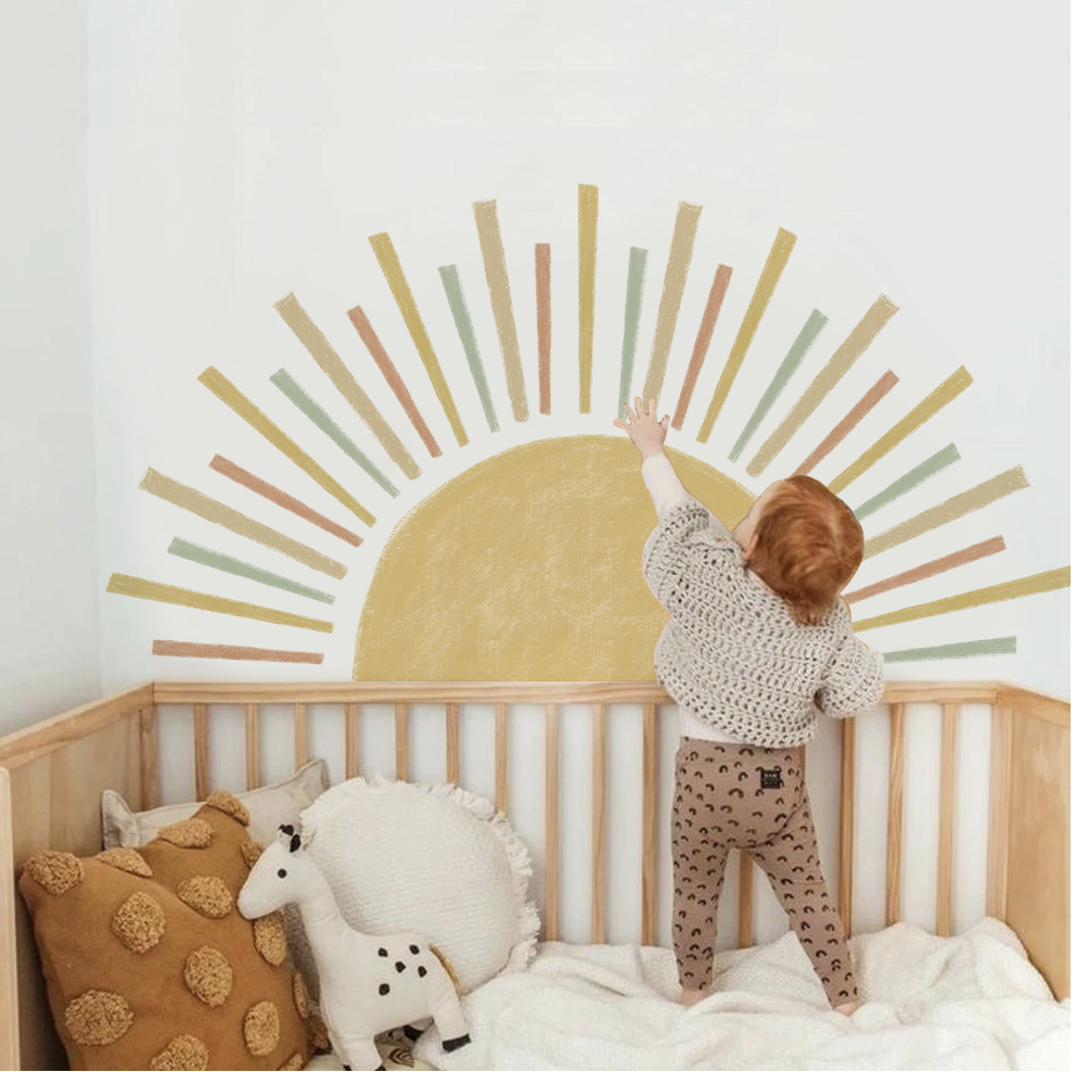 Boho Nordic Sun light  Self-adhesive Removable  Decal PVC Waterproof Home Deco Children Wall Sticker for Kids Baby Room