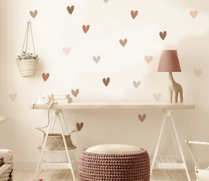 BOHO heart Self-adhesive Removable Printing Decal PVC Vinyl Waterproof Home Decoration Children Wall Sticker for Kids Room Walls