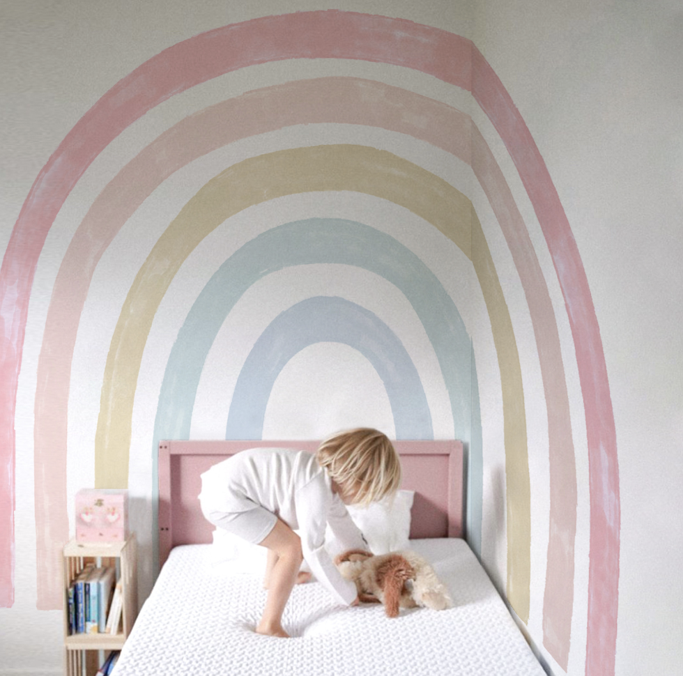 Macaron colorful Huge Rainbow  Self-adhesive Removable  Decal PVC Waterproof Home Deco Children Wall Sticker for Kids Baby Room