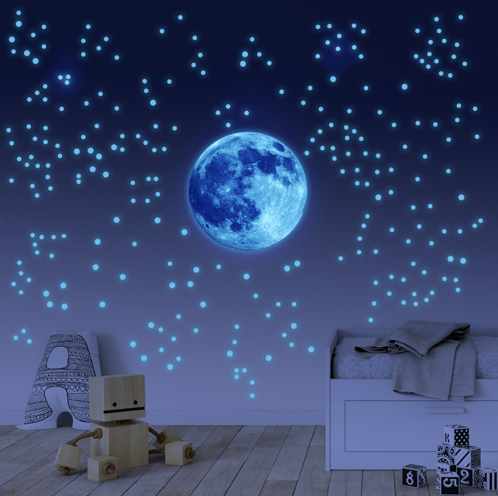 Tiny Cute Luminous Wall Stickers Moon Earth Universe Star Glow in the Dark Wall Decals for Kids Room Baby Nursery Home Decor