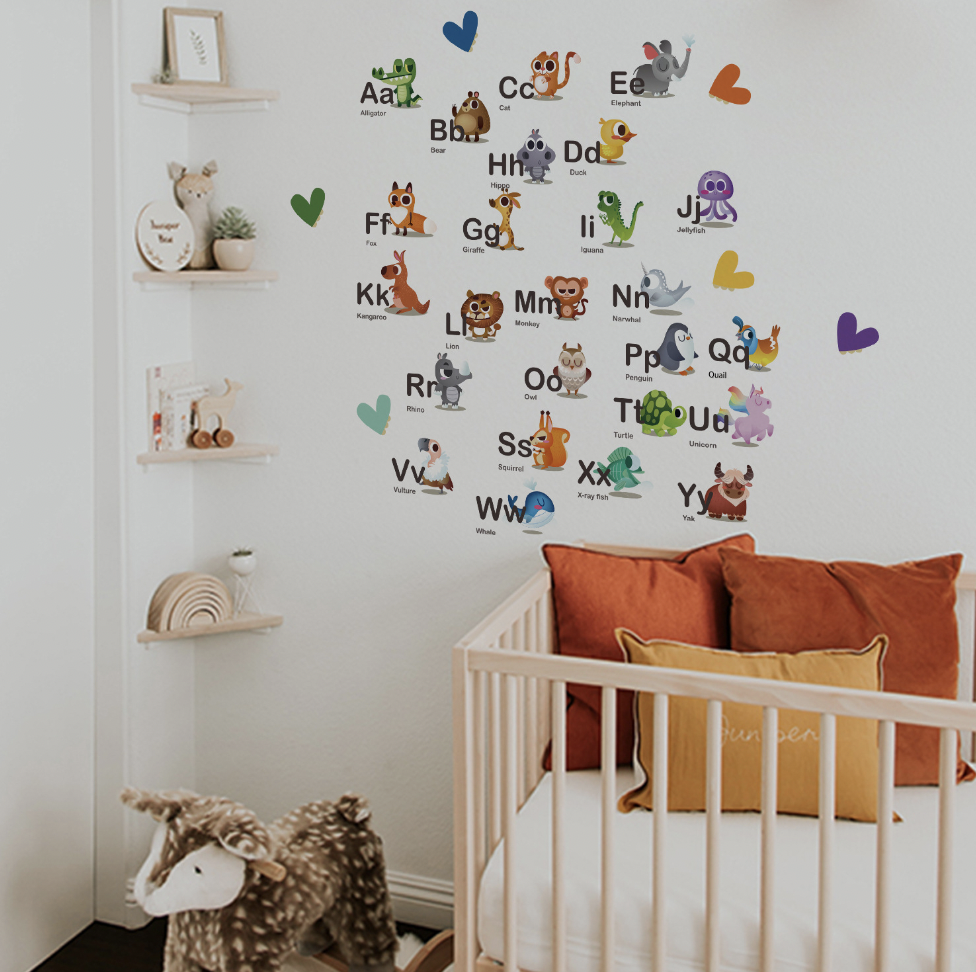 Waterproof DIY alphabet poster animal children classroom kindergarten baby kid early education learning decoration wall sticker