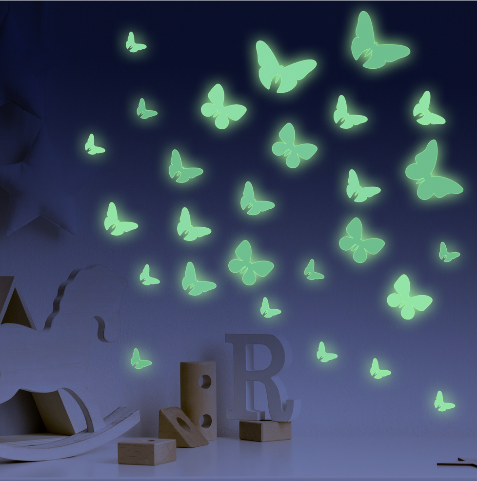 Tiny Cute Luminous Wall Stickers Teddy Butterfly Unicorn Star Glow in the Dark Wall Decals for Kids Room Baby Nursery Home Decor