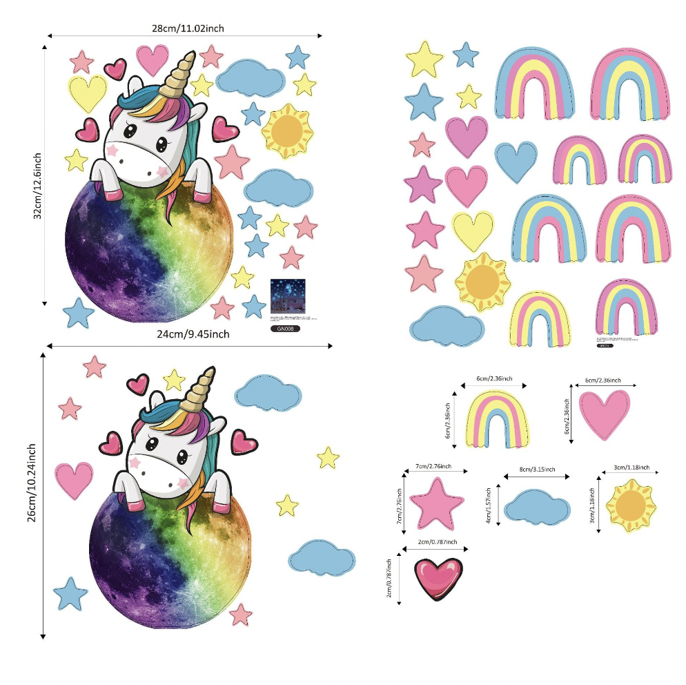 Tiny Cute Luminous Wall Stickers Unicorn Animal Universe Star Glow in the Dark Wall Decals for Kids Room Baby Nursery Home Decor