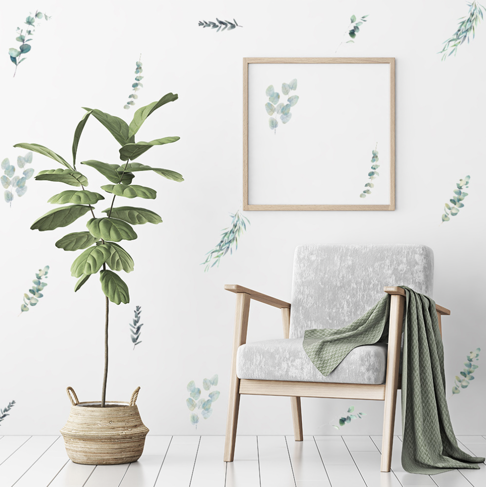 Green Leaves Nature Forest Self-adhesive Removable  Decal PVC Waterproof Home Decor Children Wall Sticker Baby Kids living Room