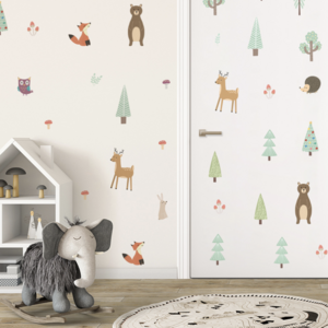 Nordic Forest Animal Self-adhesive Removable  Decal PVC Vinyl Waterproof Home Decor Children Wall Sticker Baby Kids living Room