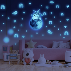 Tiny Cute Luminous Wall Stickers Unicorn Animal Universe Star Glow in the Dark Wall Decals for Kids Room Baby Nursery Home Decor