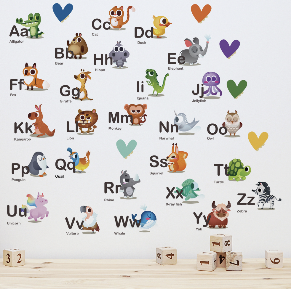 Waterproof DIY alphabet poster animal children classroom kindergarten baby kid early education learning decoration wall sticker