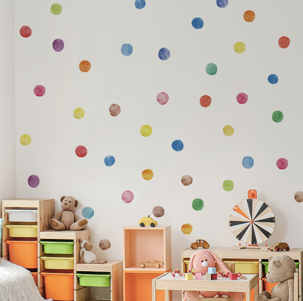 Macaron colorful polka Dot Self-adhesive Removable  Decal PVC Waterproof Home Deco Children Wall Sticker for Kids Baby Room