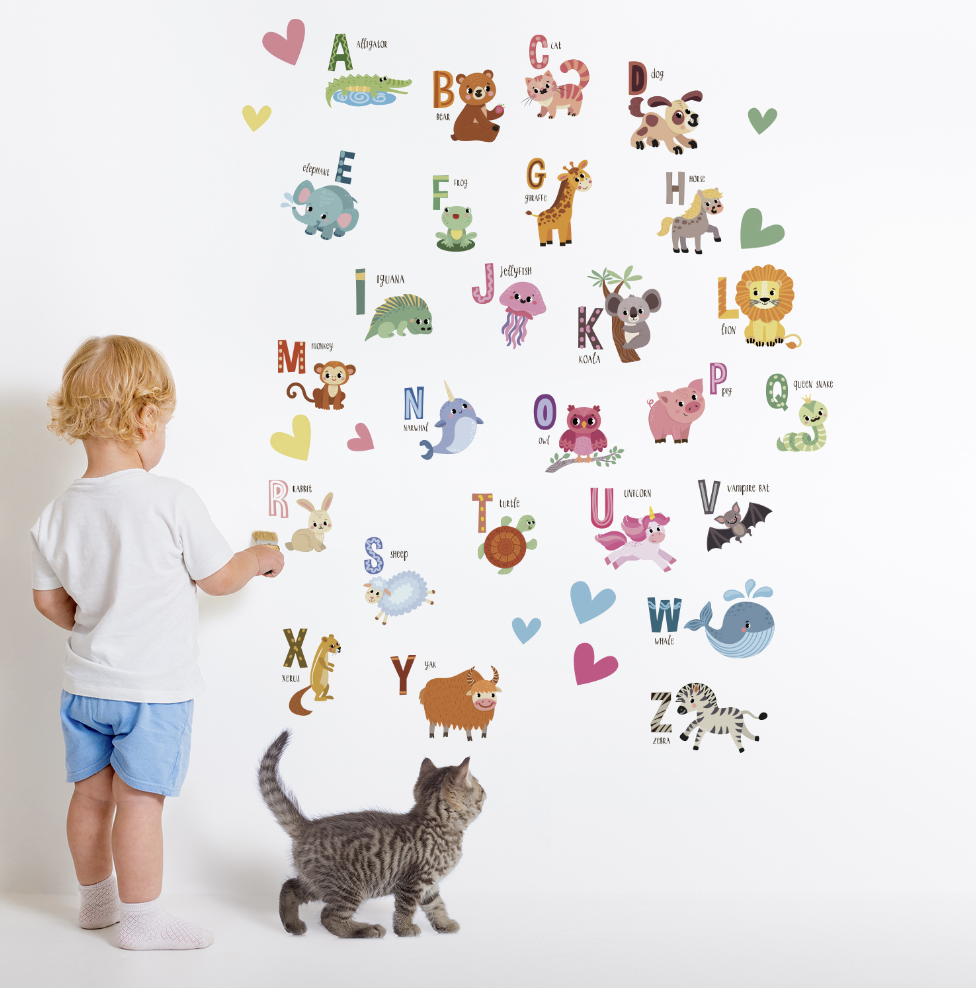 Waterproof DIY alphabet poster animal children classroom kindergarten baby kid early education learning decoration wall sticker