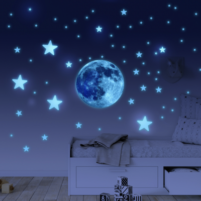 Tiny Cute Luminous Wall Stickers Moon Earth Universe Star Glow in the Dark Wall Decals for Kids Room Baby Nursery Home Decor