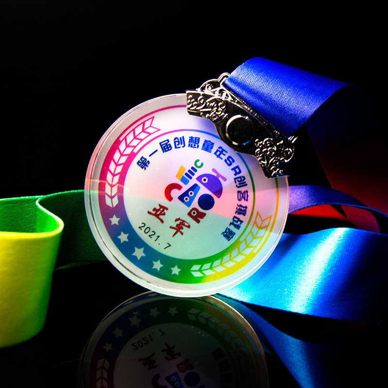 High Quality Personalized Diy Crystal Medal Glass Trophy Transparent Medals Gymnastics Soccer basketball medals