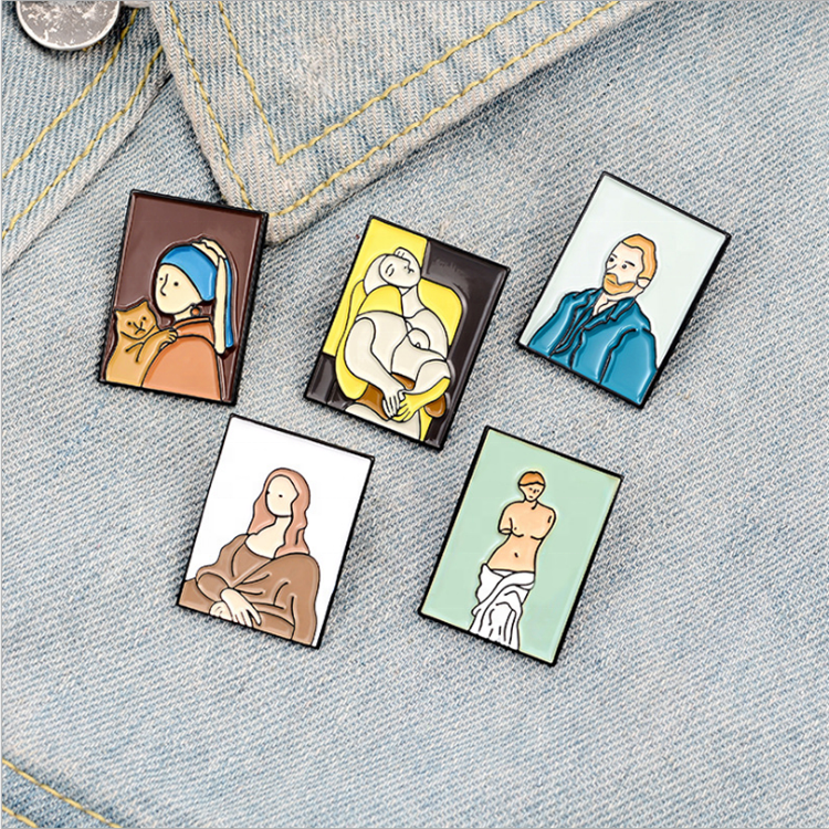 Metal Crafts Wholesale Van Gogh artwork Pins Gold Plated Soft Hard Custom Enamel Pin