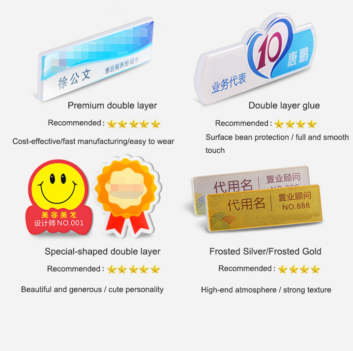 Custom Sublimation Round Blank Magnetic Reusable Safety Pin Plastic Pvc Acrylic Name Badge With Window