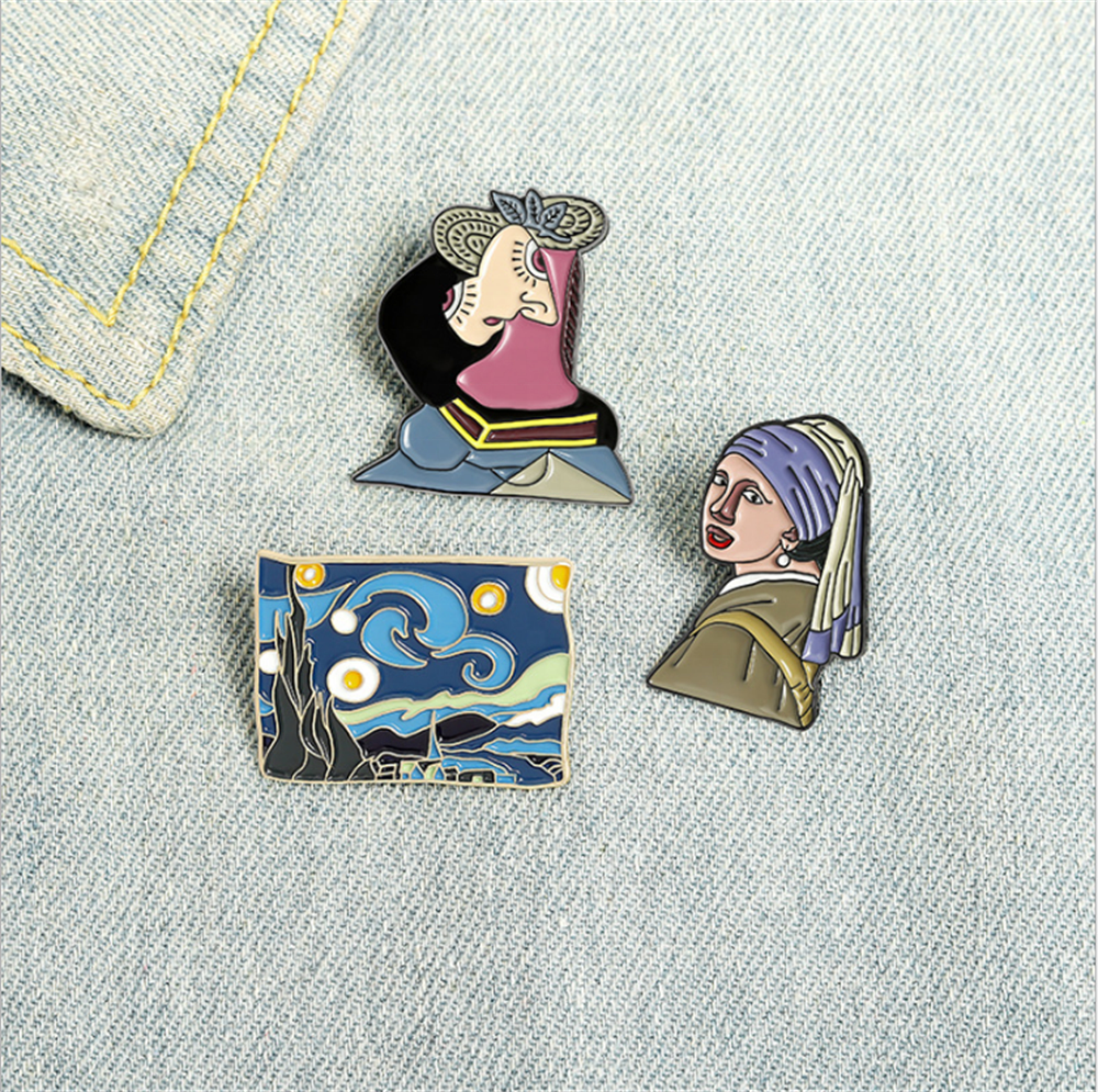 Metal Crafts Wholesale Van Gogh artwork Pins Gold Plated Soft Hard Custom Enamel Pin