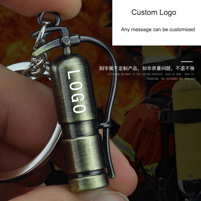 Custom Logo Metal Fire Extinguisher Keychain 3d Zinc Alloy Keychain For Fire Promotion Gift