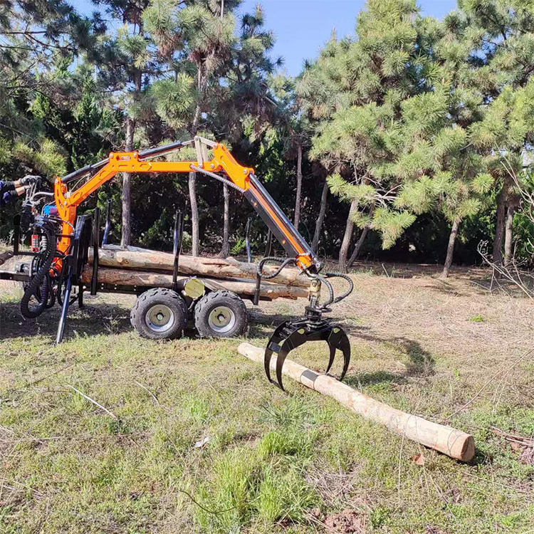 Small 4 Wheel Drive Quad Hydraulic Forester 3400 ATV Logging Trailer With Knuckle Boom And Crane Winch