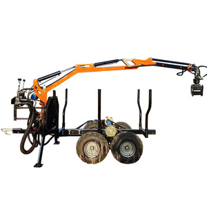 Small 4 Wheel Drive Quad Hydraulic Forester 3400 ATV Logging Trailer With Knuckle Boom And Crane Winch