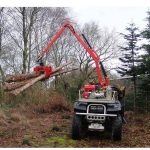 Hydraulic forest crane timber loader crane with log grapple for atv log trailer tractor