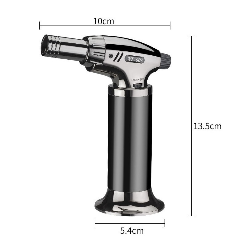 Blow Torch, Professional Kitchen Cooking Torch with Lock Adjustable Flame Refillable Mini Blow Torch Lighter for BBQ, Baking