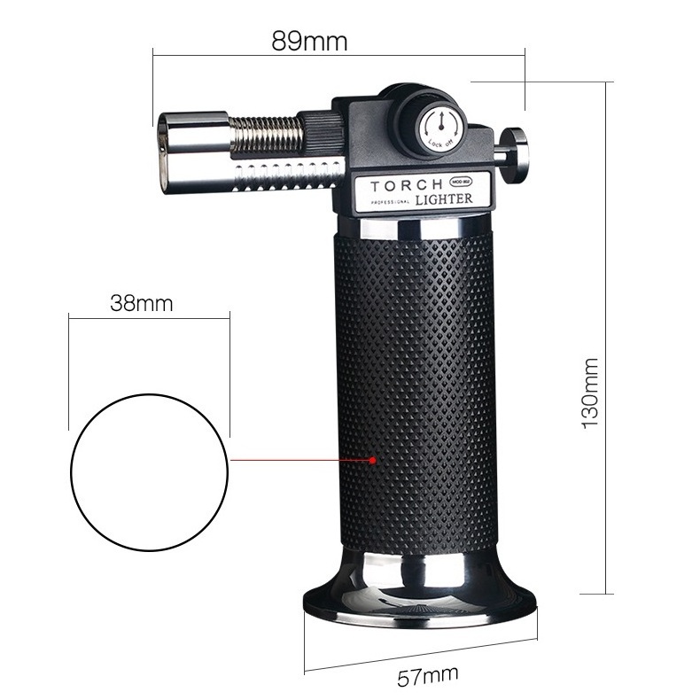 custom logo jet flame gas refill gun shape kitchen butane torch lighter windproof for cooking