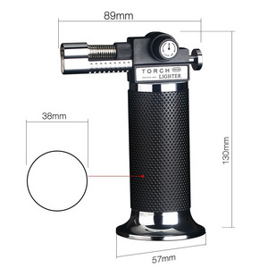 custom logo jet flame gas refill gun shape kitchen butane torch lighter windproof for cooking