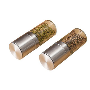 Kitchen Gadget Glass Spice Bottle Adjustable Manual Pepper Grinder Mill Stainless Steel Salt And Pepper Grinder