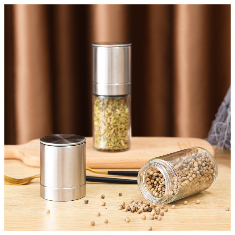 Kitchen Gadget Glass Spice Bottle Adjustable Manual Pepper Grinder Mill Stainless Steel Salt And Pepper Grinder