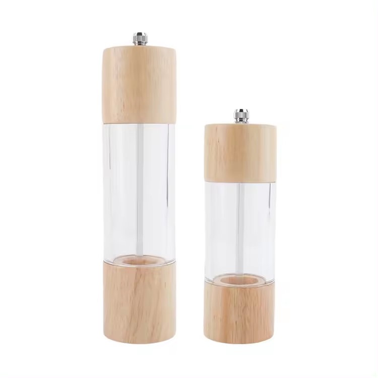 6 inch Wood Acrylic Spice Pepper Mill Manual Food Herb Grinder Kitchen Tools Handheld Seasoning Mills Grinder