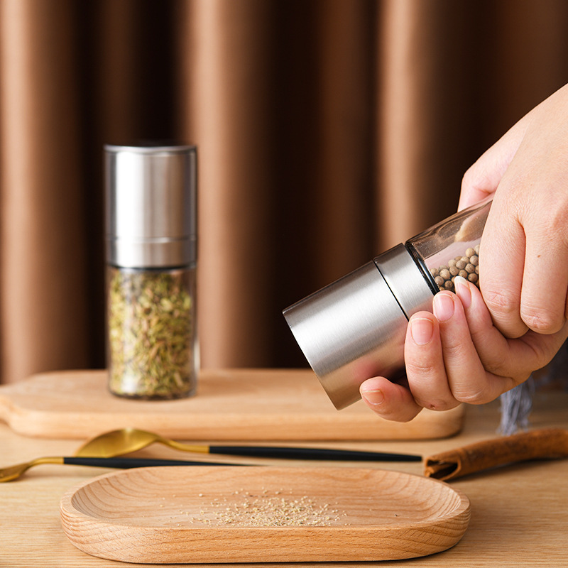 Kitchen Gadget Glass Spice Bottle Adjustable Manual Pepper Grinder Mill Stainless Steel Salt And Pepper Grinder