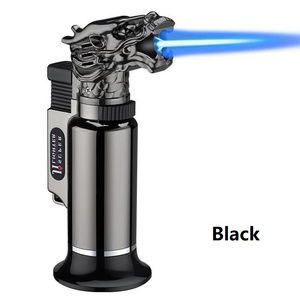 Customized logo is welcome Dragon model Adjust Jet flame Torch Lighter Windproof Butane Gas Lighter for Cigar