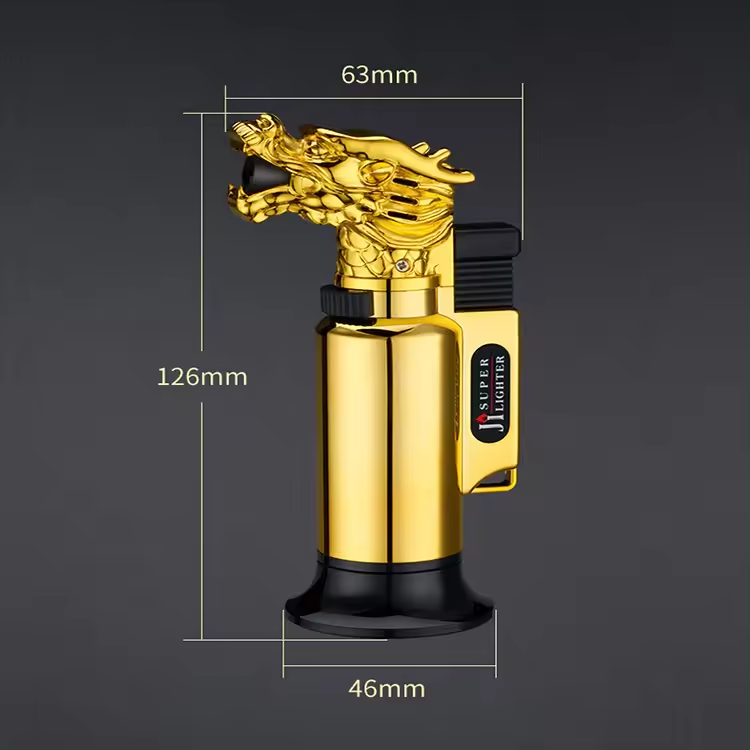 Customized logo is welcome Dragon model Adjust Jet flame Torch Lighter Windproof Butane Gas Lighter for Cigar