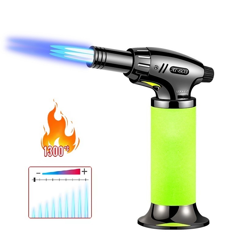 Customizable Luminous Adjustable Flame Gas Kitchen Butane Blow Jet Torch Lighter Novelty Party Refillable Lighter