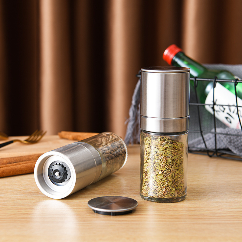 Kitchen Gadget Glass Spice Bottle Adjustable Manual Pepper Grinder Mill Stainless Steel Salt And Pepper Grinder