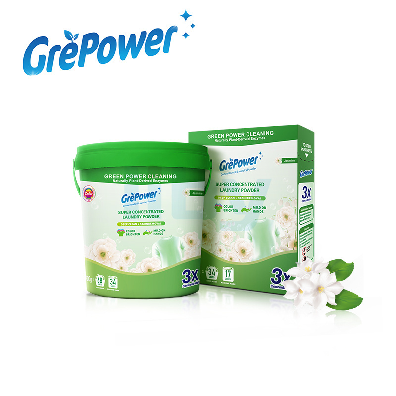 High quality rich foam bulk bag washing powder detergent in a bucket