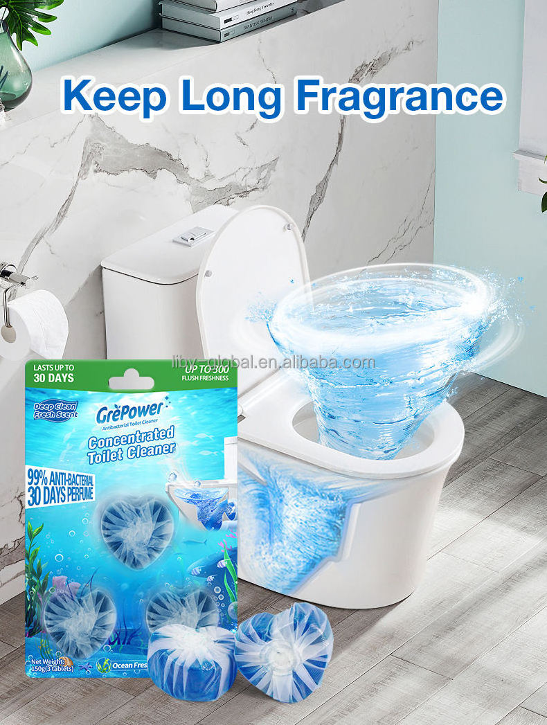 1pc Blue Bubble Toilet Cleaner Tablet Automatic Clean Flushing Toilet Cleaner Deodorant Block Restroom Bath Deodorizer