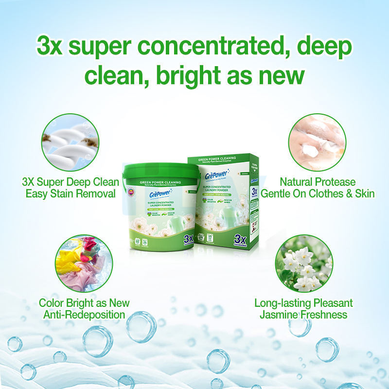 High quality rich foam bulk bag washing powder detergent in a bucket