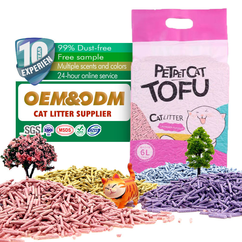 Food Grade Easy Clean Vacuum Packed Dust-free Clumping Natural High Quality 2mm Cat Sand Flushing Tofu Cat Litter