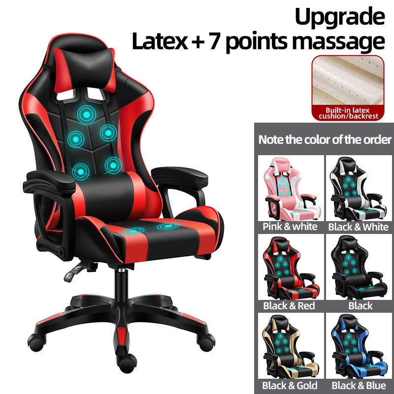 Free Sample Reclining Leather sedia RGB Racing Gamer Oyuncu Koltugu Gaming Chair With Footrest And Massage