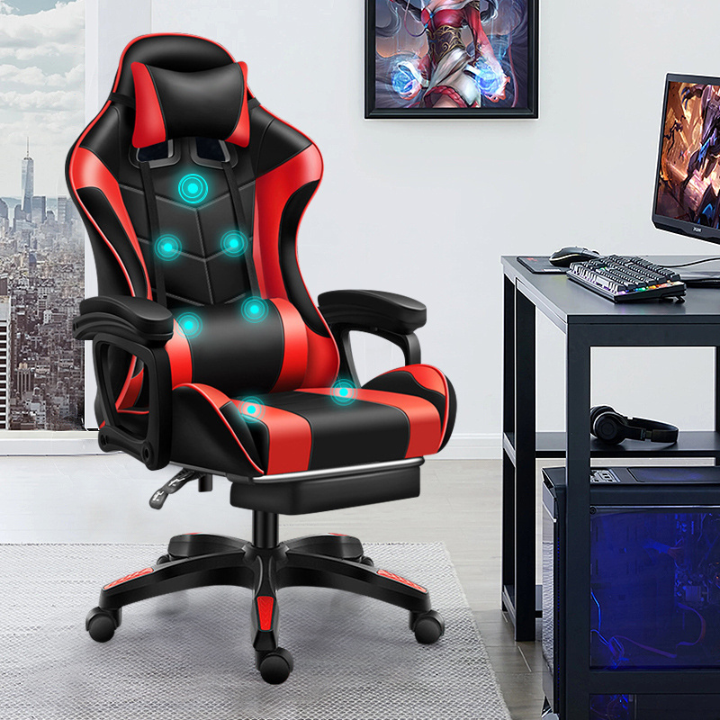 Free Sample Reclining Leather sedia RGB Racing Gamer Oyuncu Koltugu Gaming Chair With Footrest And Massage